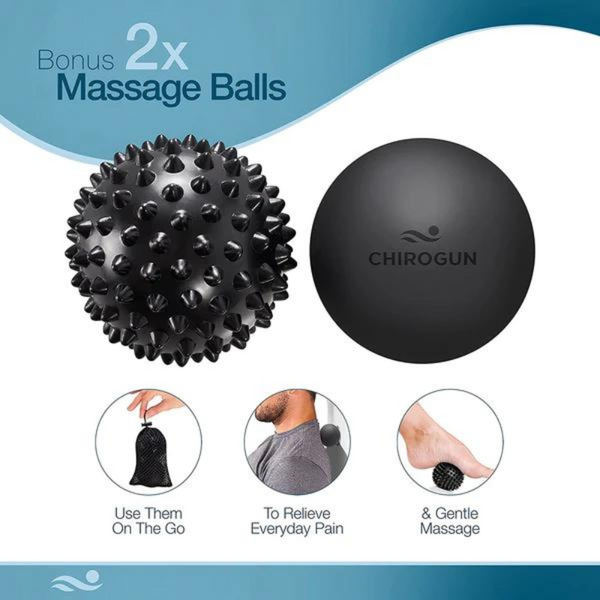 Chirogun Percussion Massage Fitness Gun with 17 Heads & 4 Speeds - Black/Blue