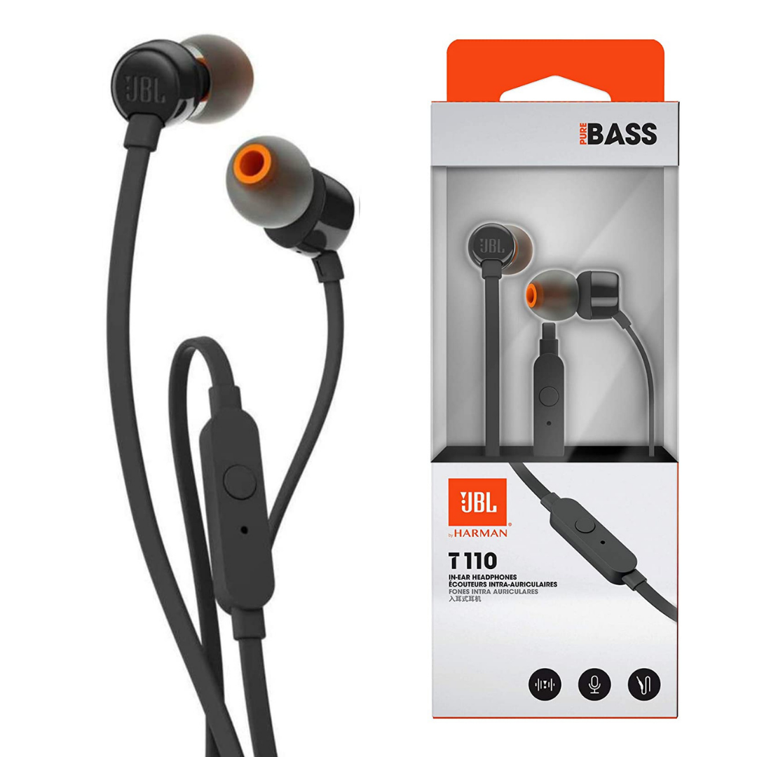 JBL Tune 110 Wired In Ear Headphones with Tangle Free Cable Black