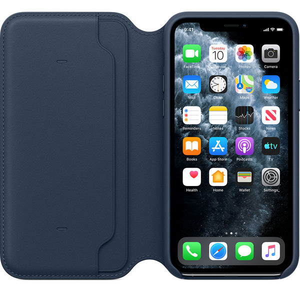 Apple Leather Folio Case for iPhone 11 Pro - Deep Sea Blue - MY1L2ZM/A