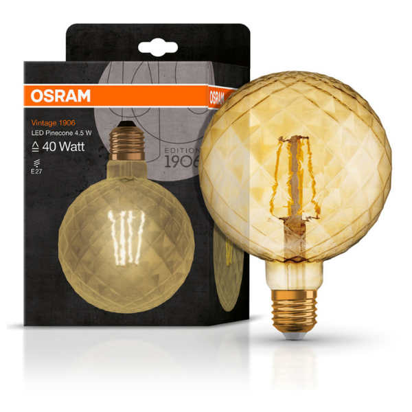 Osram 1906 LED E27 Vintage Filament Glass ES Light Bulb Pinecone 40W