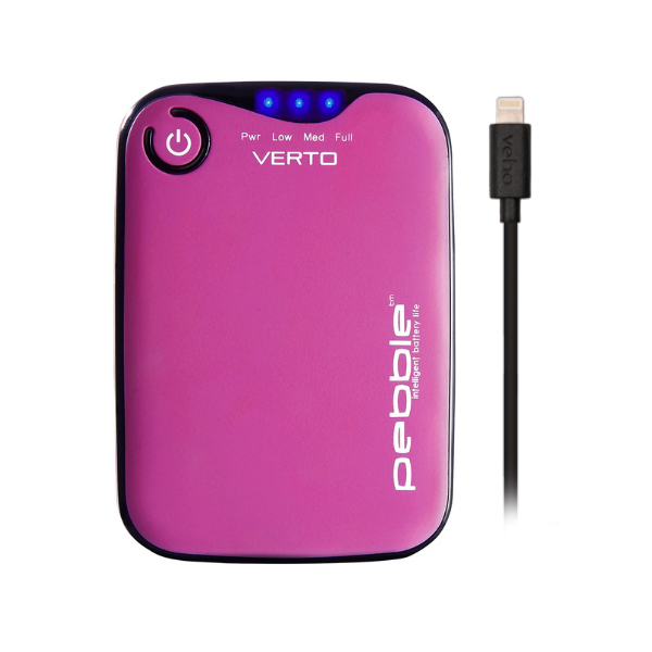 Veho Pebble Verto Pro Portable Powerbank with MFi Lightning Cable | 3,700mAh - Charcoal Grey, Orange or Pink - VPP-402