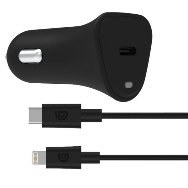 Griffin Powerjolt USB-C PD 18W Car Charger with USB-C to Lighting Cable - GP-083-BLK