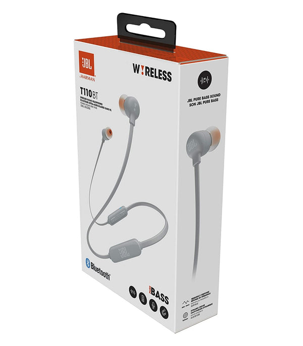 JBL Tune 110BT Wireless Bluetooth In-Ear Headphones with Remote & Mic - Grey - JBLT110BTGRY