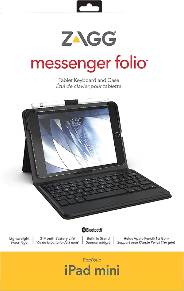 Zagg Folio Bluetooth Tablet Keyboard Non-Backlit for Apple iPad Mini 4/5 (7.9") - Charcoal - 103003159