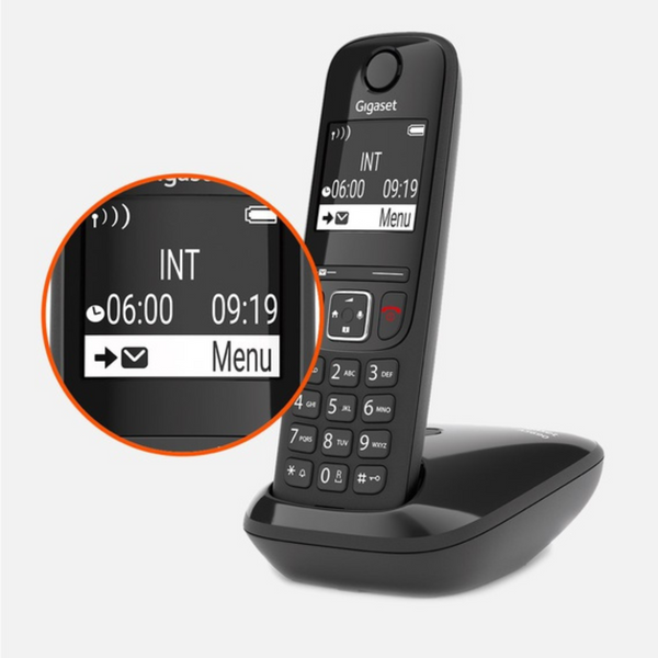 Gigaset AS690A Cordless DECT Home Digital Telephone with Answering Machine, Speakerphone, Nuisance Call Block - Black/Grey