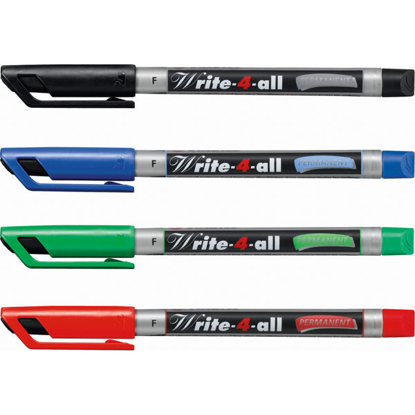 Stabilo Write-4-all Permanent Marker Pen Fine -Blue, Red, Green, Black - 156/4