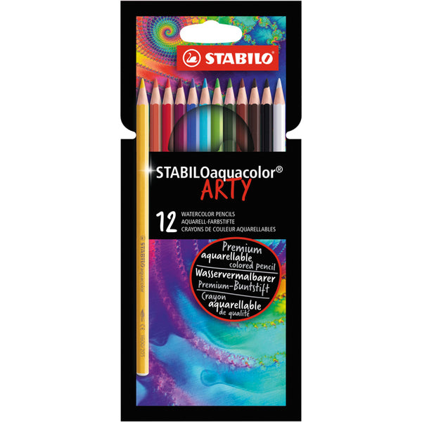 Stabilo Arty Aquarellable Colouring Pencil 12pk - Aquacolor Assorted Colours - 1612/1-20