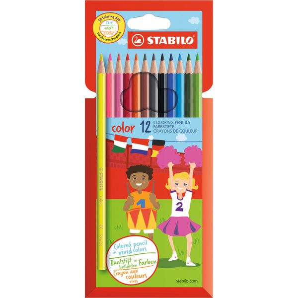 Stabilo Colour Colouring Pencil 12pk - Assorted Colours including 2 Neon Colours - 1912/77-01