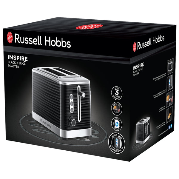 Russell Hobbs Inspire 2 Slice Toaster With Extra Lift - Black -  24371
