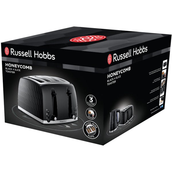 Russell Hobbs Honeycomb 4 Slice Toaster - Black - 26071
