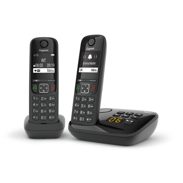 Gigaset AS690A Cordless DECT Home Digital Telephone with Answering Machine, Speakerphone, Nuisance Call Block - Black/Grey