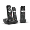 Gigaset AS690A Cordless DECT Home Digital Telephone with Answering Machine, Speakerphone, Nuisance Call Block - Black/Grey