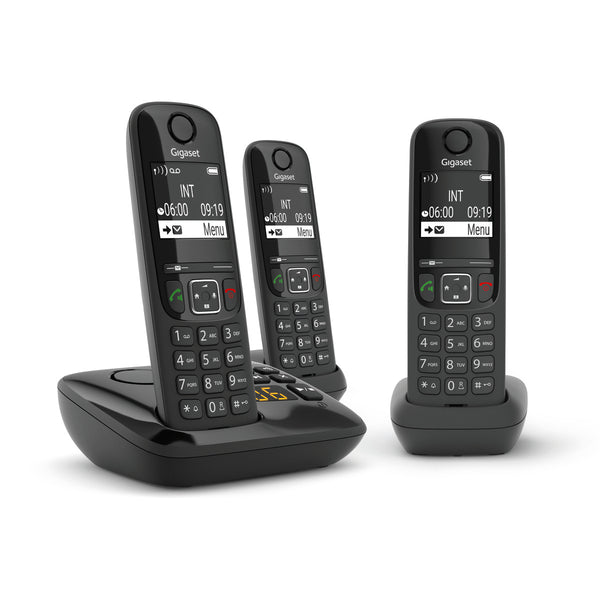 Gigaset AS690A Cordless DECT Home Digital Telephone with Answering Machine, Speakerphone, Nuisance Call Block - Black/Grey