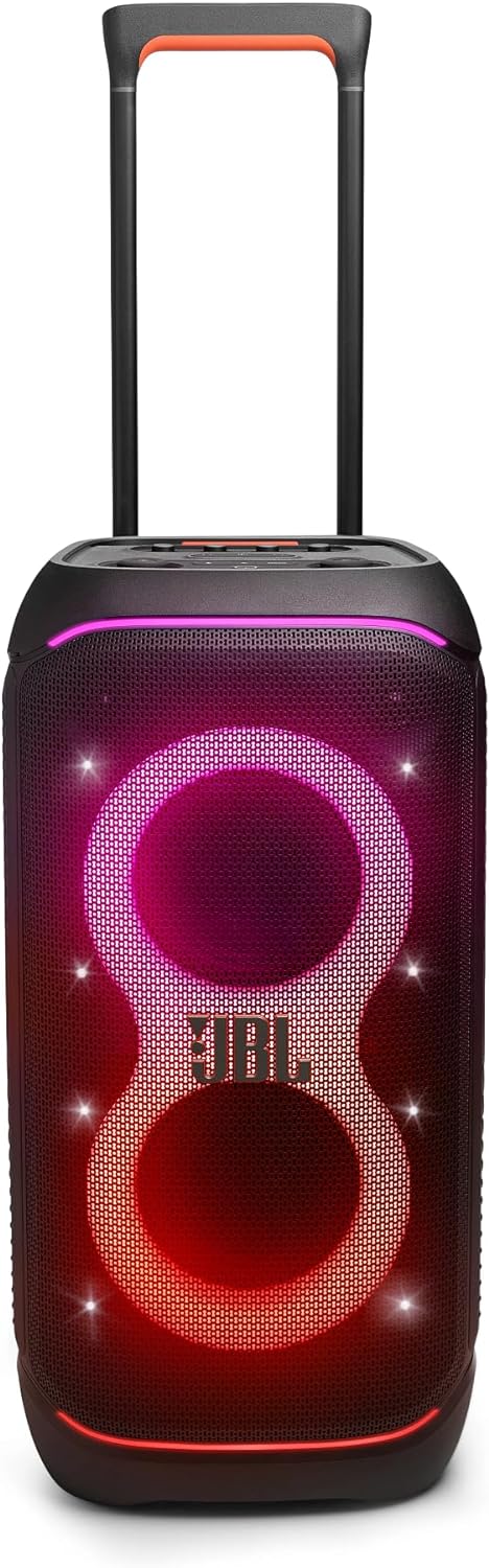 JBL Partybox Stage 320, Portable Bluetooth Party Speaker with Wheels and Telescopic Handle - Black