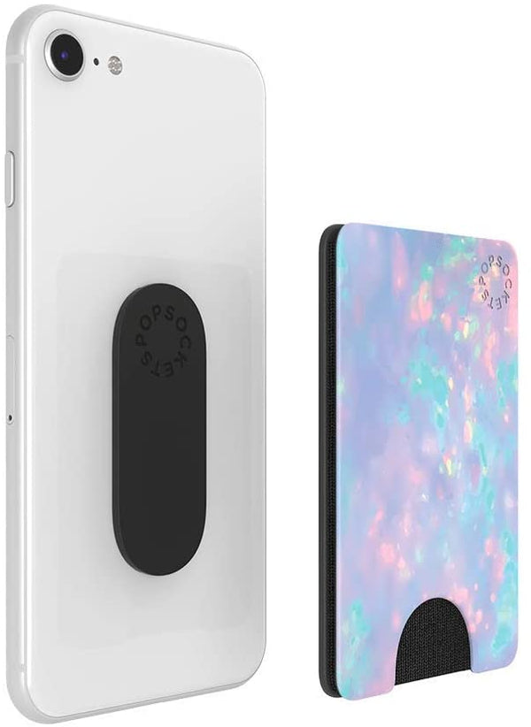PopSockets PopWallet Sleek, Removable Card Holder Mount for Smartphones - Black, Pink Marble, Blue Galaxy or Chroma Cloud