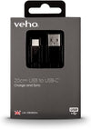 Veho Pebble USB-A to USB-C™ Charge and Sync Cable | 0.2m/0.7ft - VCL-002-C-20CM