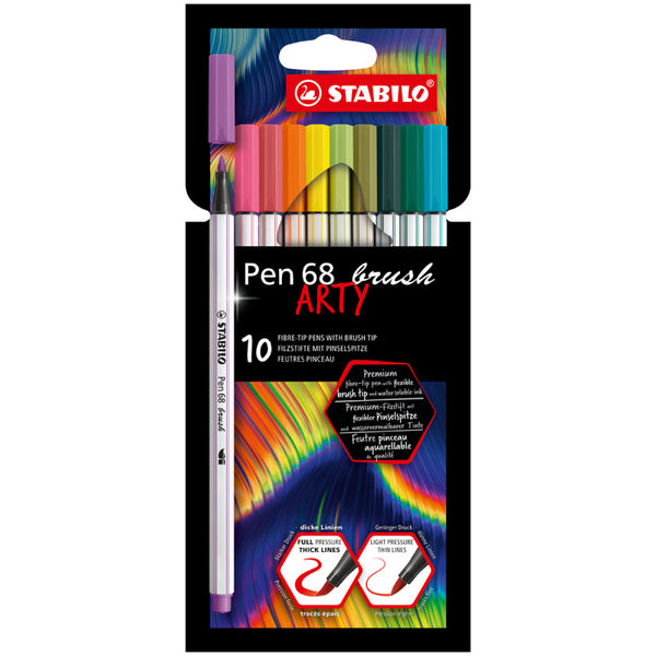 Stabilo Arty Pen 68 Brush Premium Fibre-Tip Pen with Brush Tip 10pk - 568/10-21-20