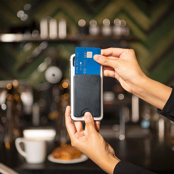 PopSockets PopWallet Sleek, Removable Card Holder Mount for Smartphones - Black, Pink Marble, Blue Galaxy or Chroma Cloud