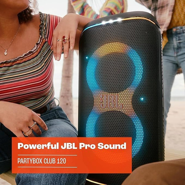 JBL Partybox Club 120 Portable Bluetooth Party Speaker | Handle, Splashproof, Lights, 18h Playtime - Black