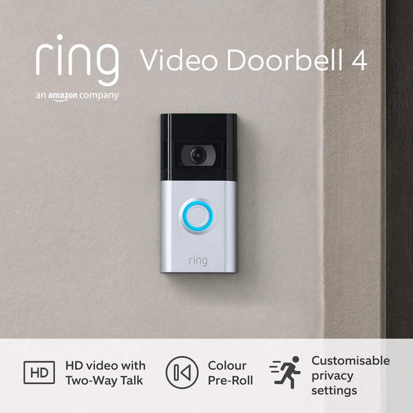 Ring Video Doorbell 4 | Wireless Video Doorbell Camera with WiFi 1080p HD Video with Two-Way Talk - Satin Nickel - B08NXYGXF4