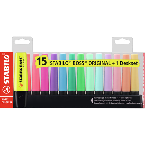 Stabilo Original Highlighter - 9 Fluorescent Colours + 6 Pastel Colours - 7015-01-5