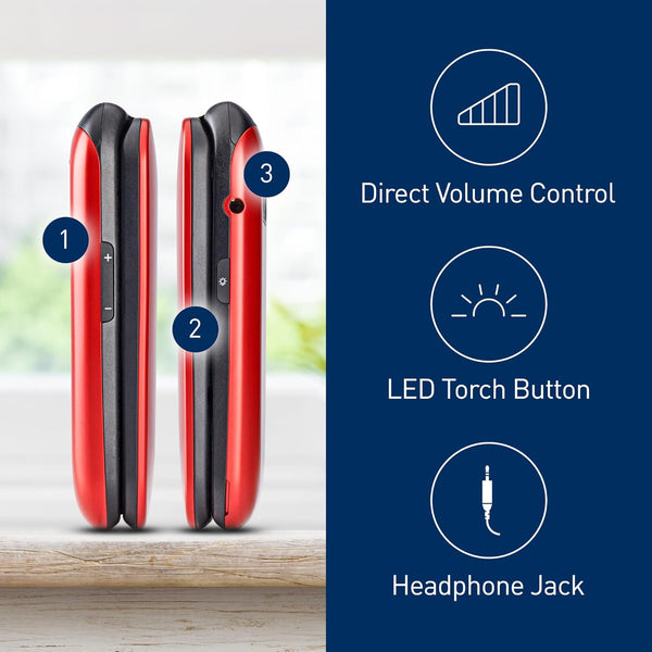 Panasonic KX-TU550E 4G Essentials Clamshell Mobile Phone for Elderly, 1.2MP Camera, Senior Phone with Large 2.8" Display, 300 Hours Standby Time