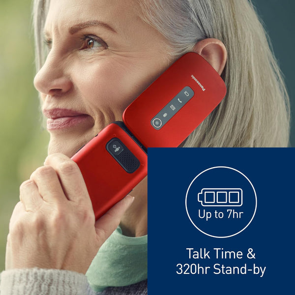 Panasonic KX-TU550E 4G Essentials Clamshell Mobile Phone for Elderly, 1.2MP Camera, Senior Phone with Large 2.8" Display, 300 Hours Standby Time