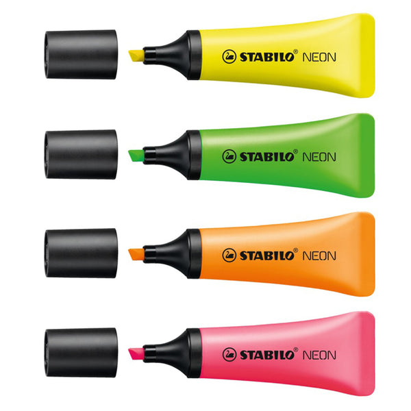 Stabilo Neon Highlighter - Pack of 4 - Yellow, Green, Pink, Orange - 72/4-1