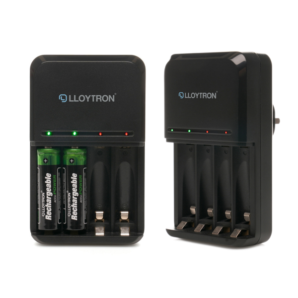 Lloytron 3-Piece Rechargeable Battery Bundle | Includes 4x AA, 4x AAA + Mains Battery Charger - B011 / B014 / B1502