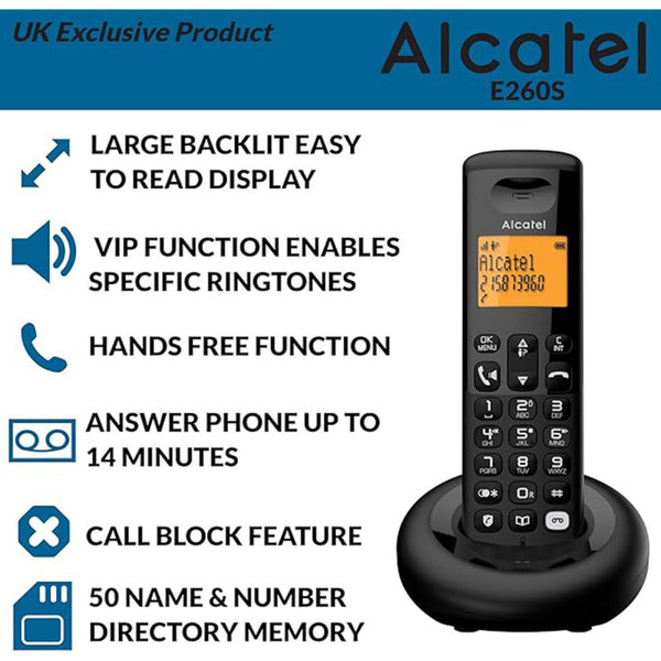 Alcatel Digital Cordless Phone with Answering Machine & Call Block - Black - ATL1427325