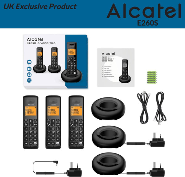 Alcatel Digital Triple Cordless Phone with Answering Machine & Call Block- Black - ATL1427349