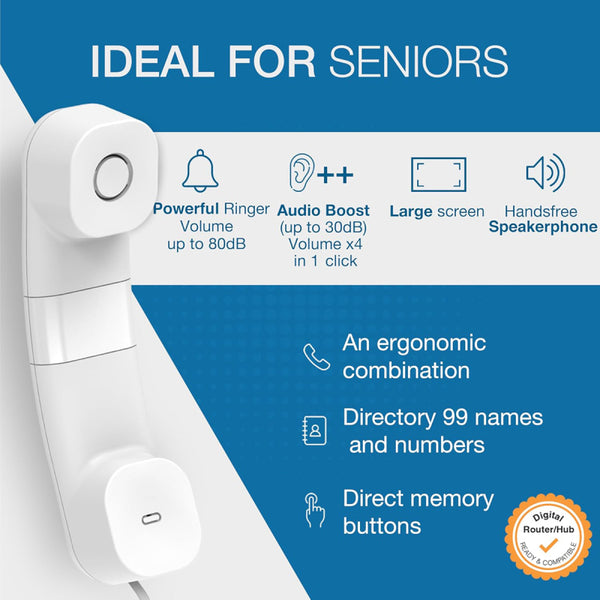 Alcatel Big Button Corded Phone - White - ATL1430462