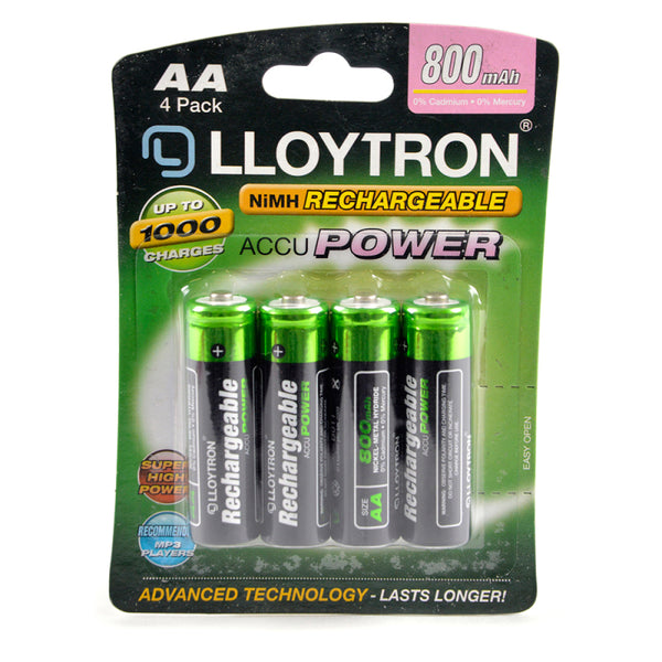 Lloytron 3-Piece Rechargeable Battery Bundle | Includes 4x AA, 4x AAA + Mains Battery Charger - B011 / B014 / B1502