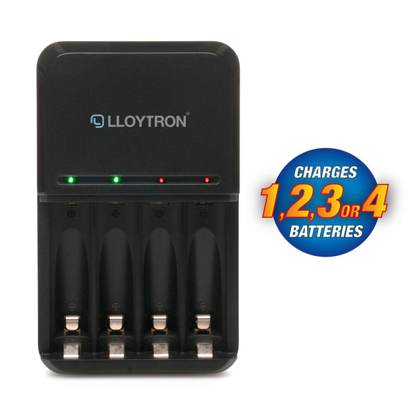 Lloytron 3-Piece Rechargeable Battery Bundle | Includes 4x AA, 4x AAA + Mains Battery Charger - B011 / B014 / B1502
