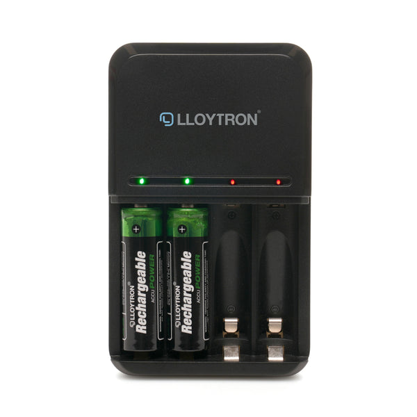 Lloytron 2-Piece Rechargeable Battery Bungle | Includes 4x AAA + Mains Battery Charger - B014 / B1502