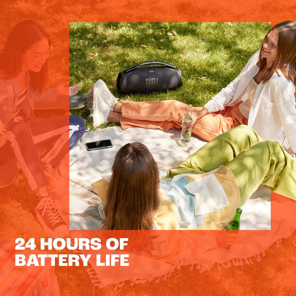 JBL Boombox 3 Wi-Fi and Bluetooth Speaker with 24-Hour Battery Life, Waterproof and Dustproof - Black