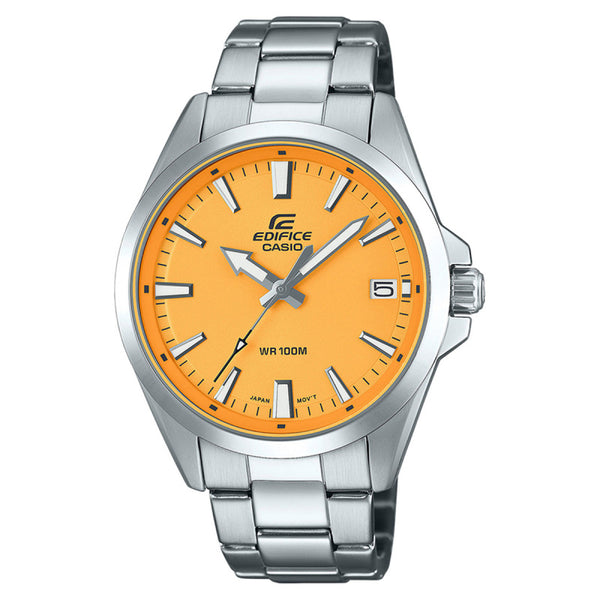 Casio Edifice Mens Orange Dial Watch with Stainless Steel Bracelet - EFV-100D-9AVUEF