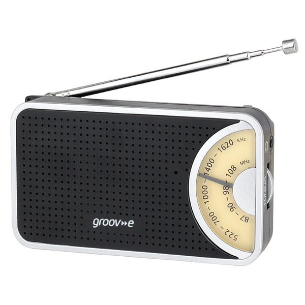 Groov-e AM-FM Pocket Radio with Earphones - Black - GVAR01BK