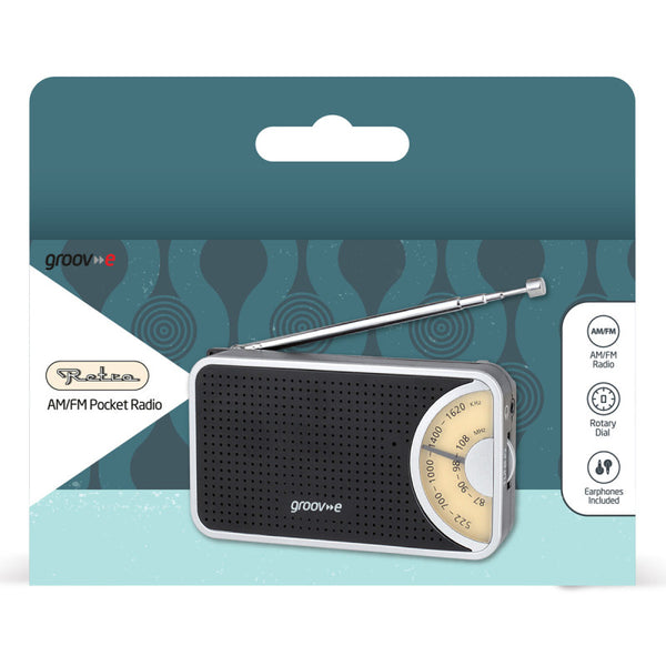 Groov-e AM-FM Pocket Radio with Earphones - Black - GVAR01BK