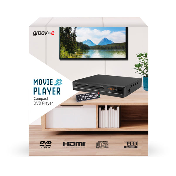 Groov-e Compact DVD Player Media Device with Full HD 1080p Upscaling - Black