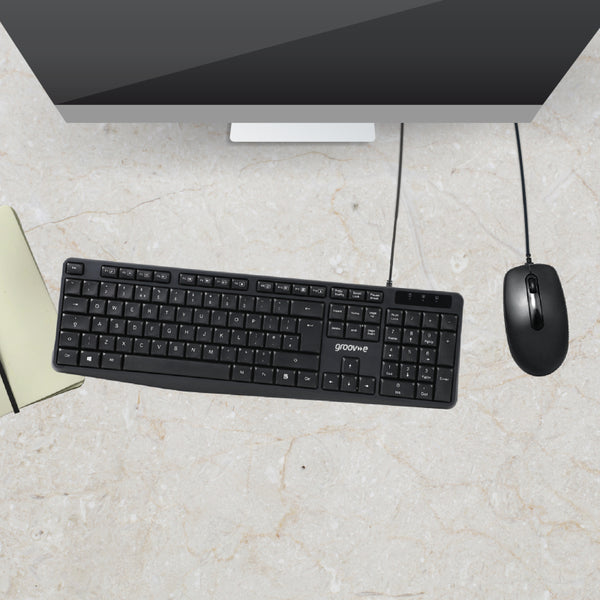 Groov-e Wired Full Size Keyboard & Mouse Set - Black - GVPC19BK