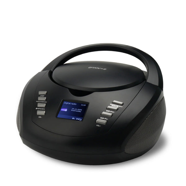 Groov-e DAB Boombox Portable CD Player with Radio 3.5mm Aux Bluetooth Speaker - Black