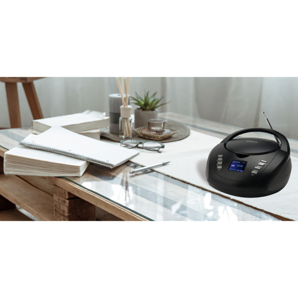 Groov-e DAB Boombox Portable CD Player with Radio 3.5mm Aux Bluetooth Speaker - Black