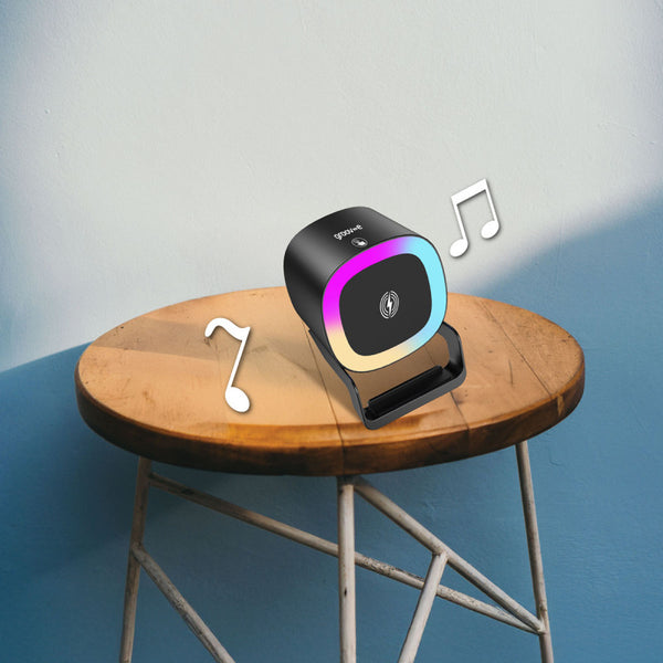 Groov-e Smartphone Holder with Wireless Charging & Bluetooth Speaker- Black - GVWC11BK