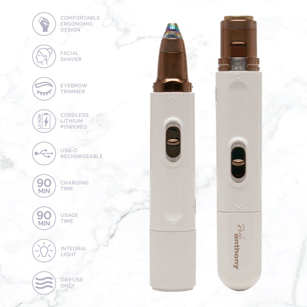 LLoytron Paul Anthony SPA Pro Lithium Rechargeable 2in1 Facial & Eyebrow Trimmer - H3501