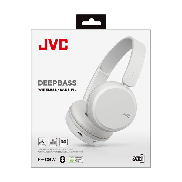 JVC Deep Bass Wireless Bluetooth On Ear Headphones - Carbon Black -  HAS36W-B