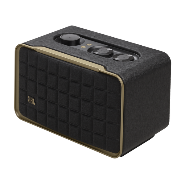 JBL Authentics 200 Smart Home Speaker with Built-In Wi-Fi, Music Streaming, Voice Assist, Bluetooth, Retro Design - Black