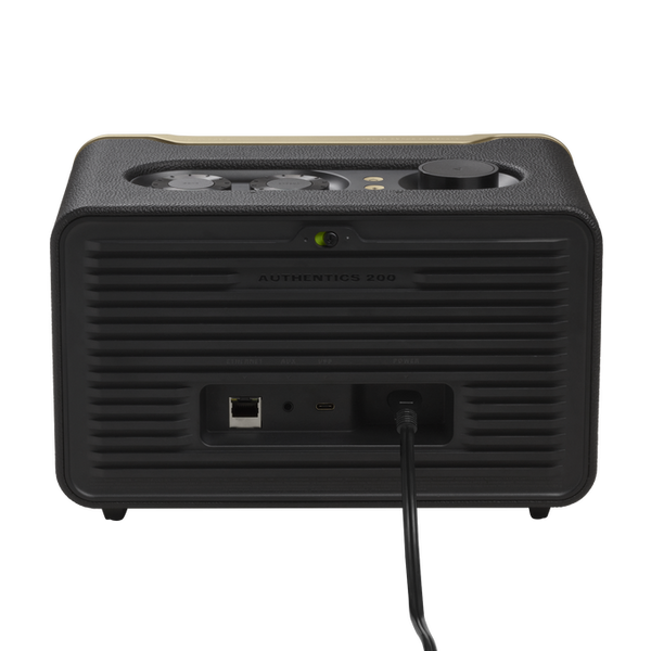 JBL Authentics 200 Smart Home Speaker with Built-In Wi-Fi, Music Streaming, Voice Assist, Bluetooth, Retro Design - Black
