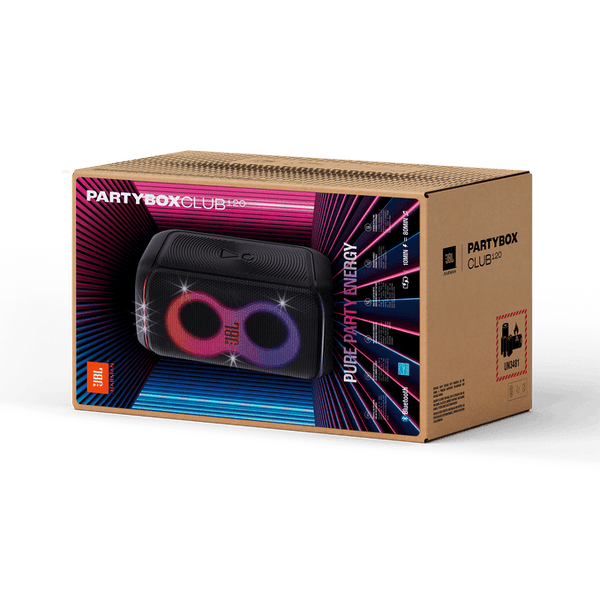 JBL Partybox Club 120 Portable Bluetooth Party Speaker | Handle, Splashproof, Lights, 18h Playtime - Black