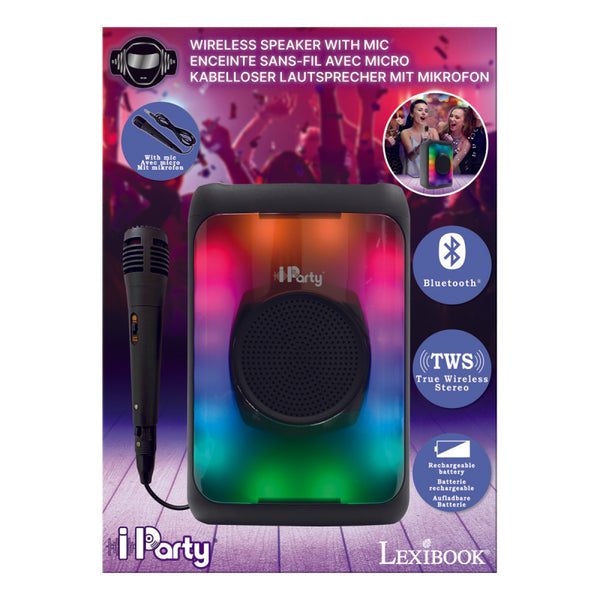 Lexibook Flame Bluetooth Speaker with Mic and Party Lights - K83